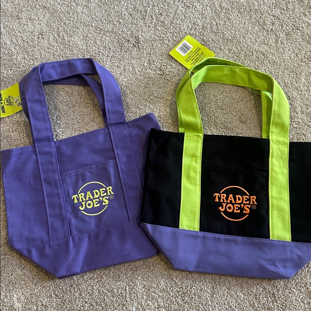 NWT Trader Joe's Canvas Mini Tote Gift Bags - Halloween Lot of 2